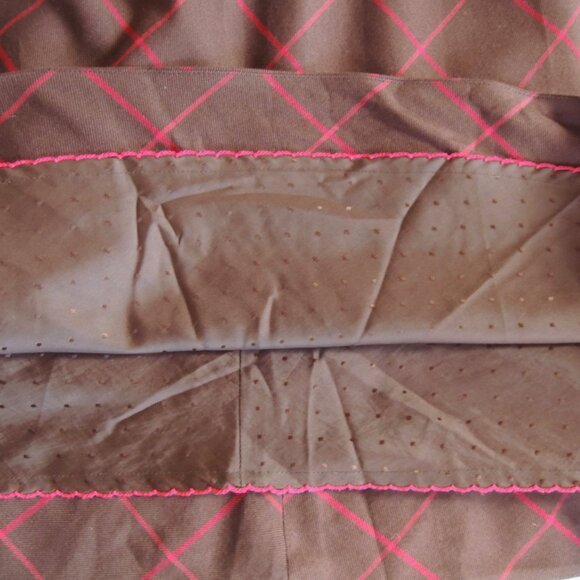 Anthro Maeve Brown & Red Silk Blend Plaid Shift Dress 12 - Picture 8 of 10